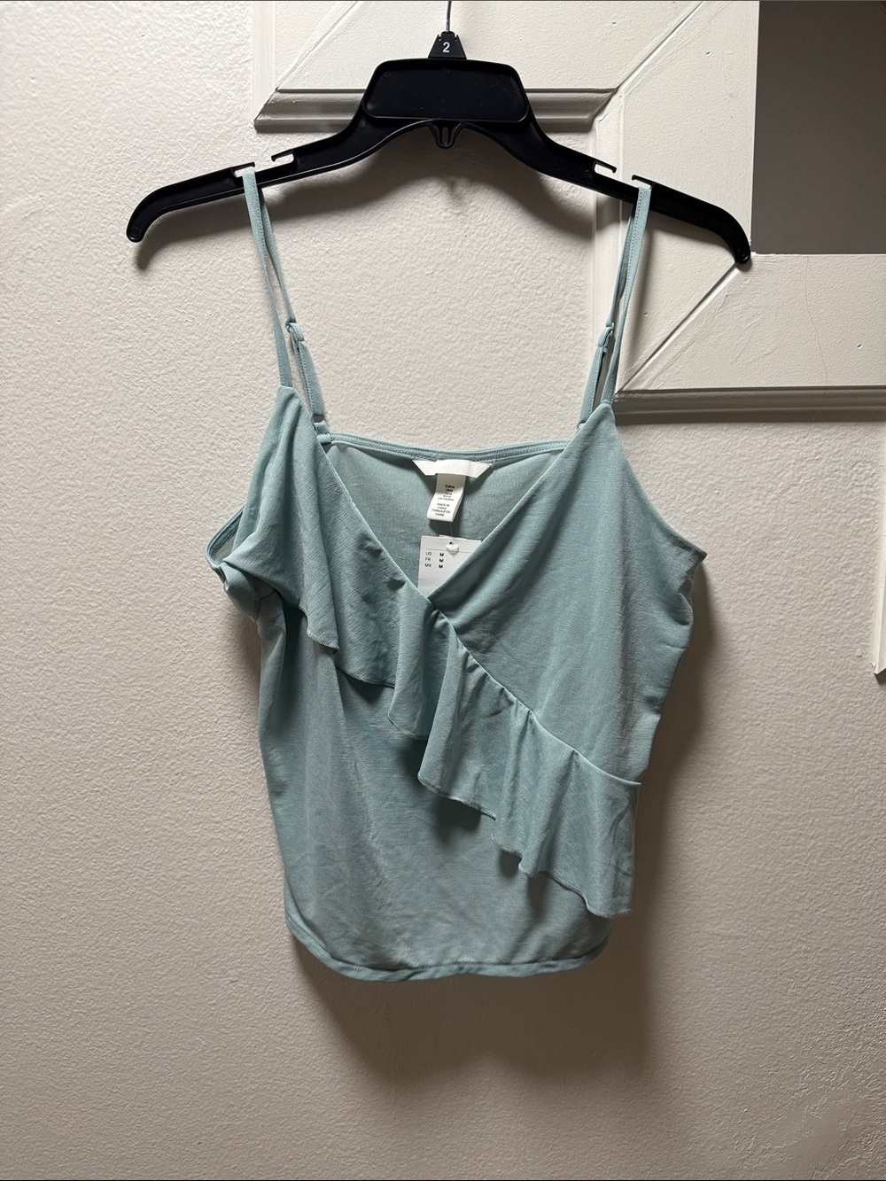 NWT H&M Light Aqua Ruffle V-Neck Spaghetti Strap Camisole